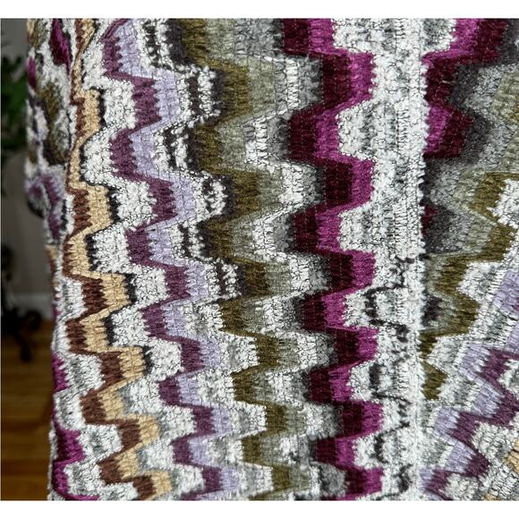 Vintage Missoni Scarf, Wool Blend, Purple Geometric Zigzag, Fringe, Italy, NWOT - Picture 6 of 8